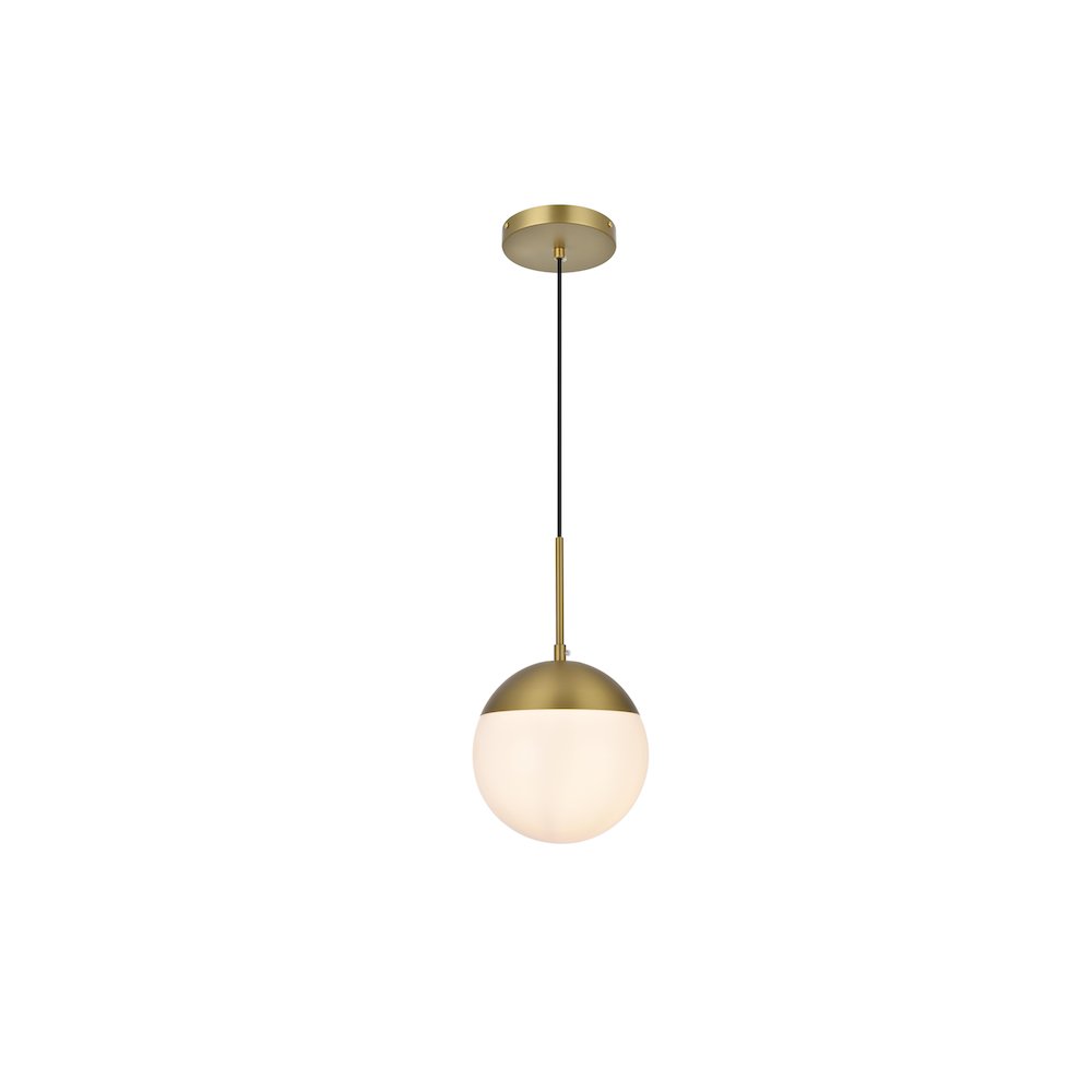 Eclipse 8 Inch Pendant Frosted White Shade in Satin Gold. Picture 1