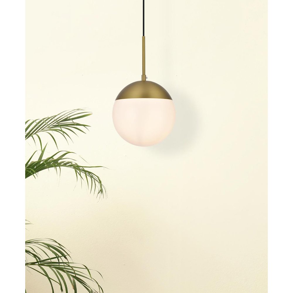 Eclipse 8 Inch Pendant Frosted White Shade in Satin Gold. Picture 2