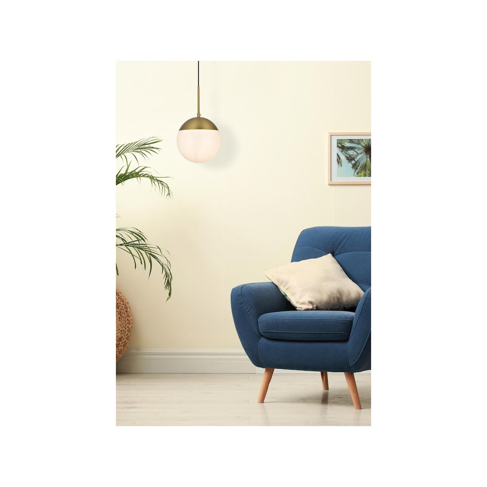 Eclipse 8 Inch Pendant Frosted White Shade in Satin Gold. Picture 10