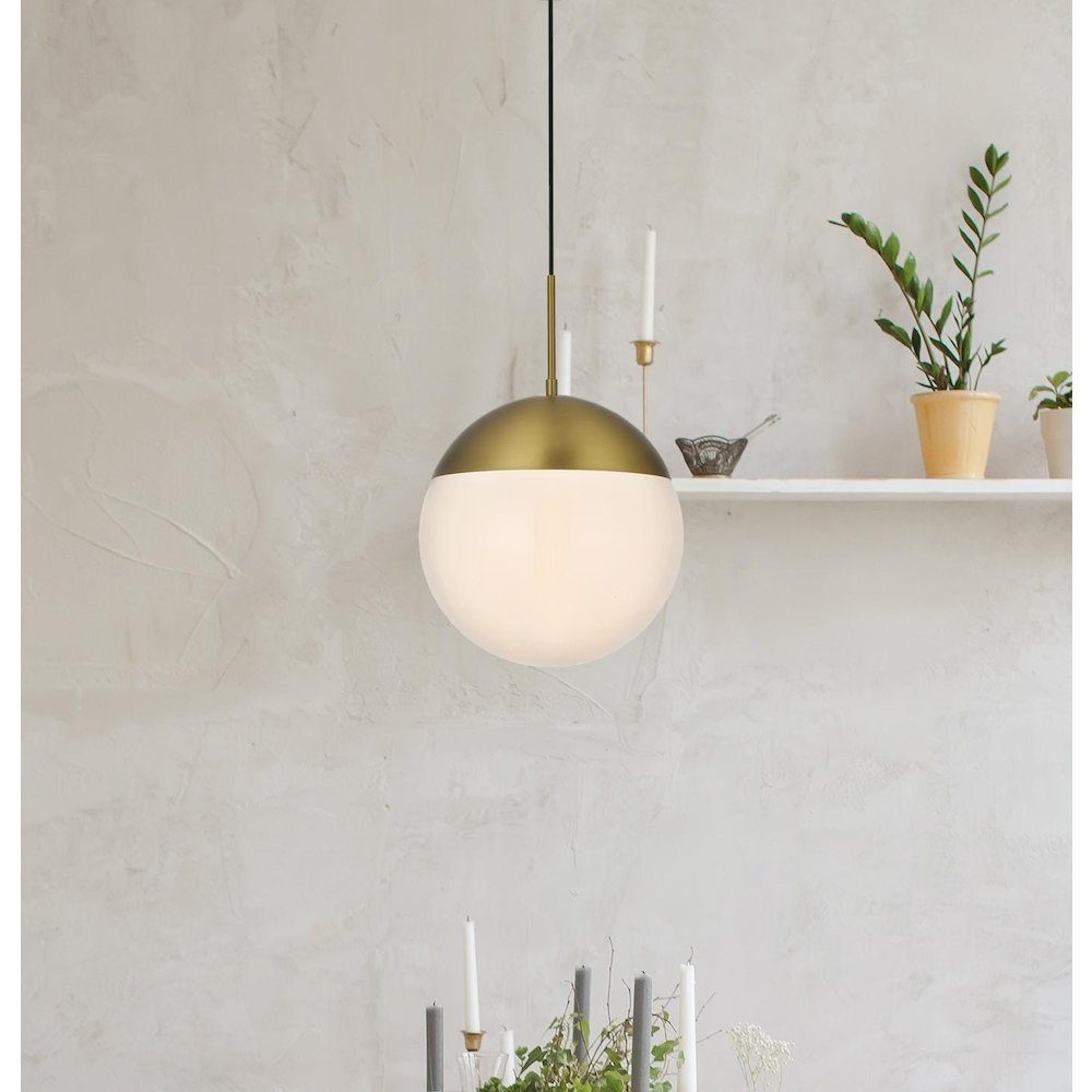Eclipse 12 Inch Pendant Frosted White Shade in Satin Gold. Picture 2
