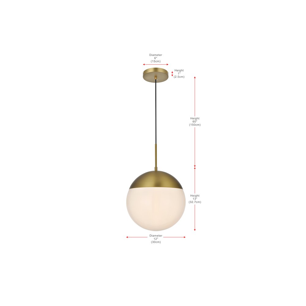 Eclipse 12 Inch Pendant Frosted White Shade in Satin Gold. Picture 9