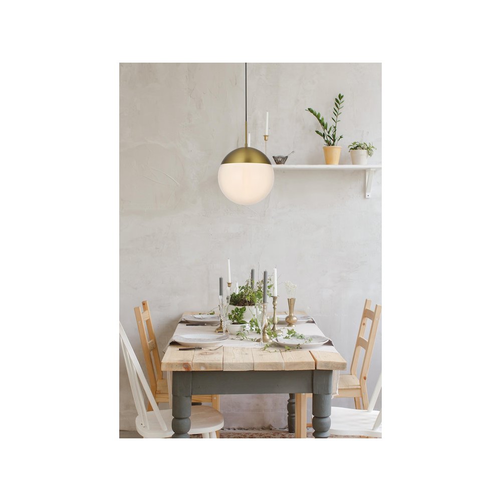 Eclipse 12 Inch Pendant Frosted White Shade in Satin Gold. Picture 10