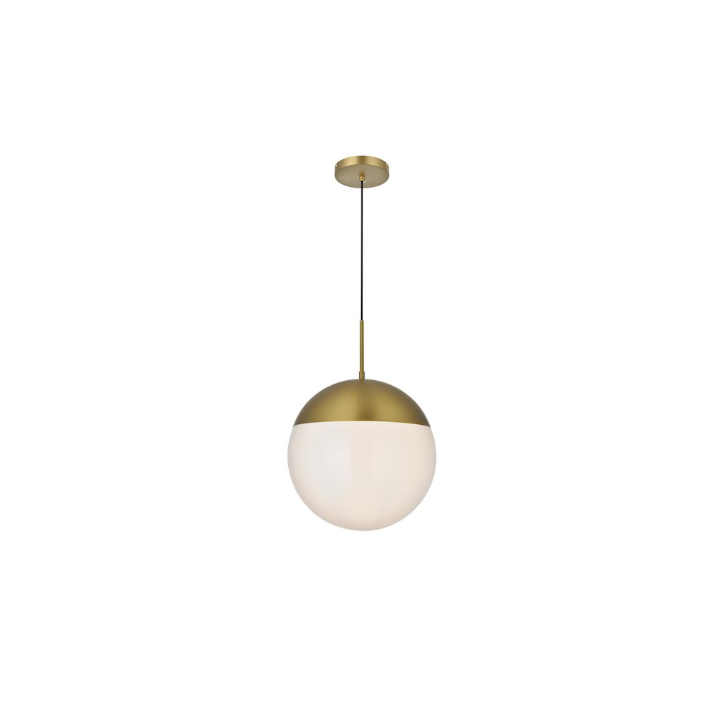 Eclipse 14 Inch Pendant Frosted White Shade in Satin Gold. Picture 1