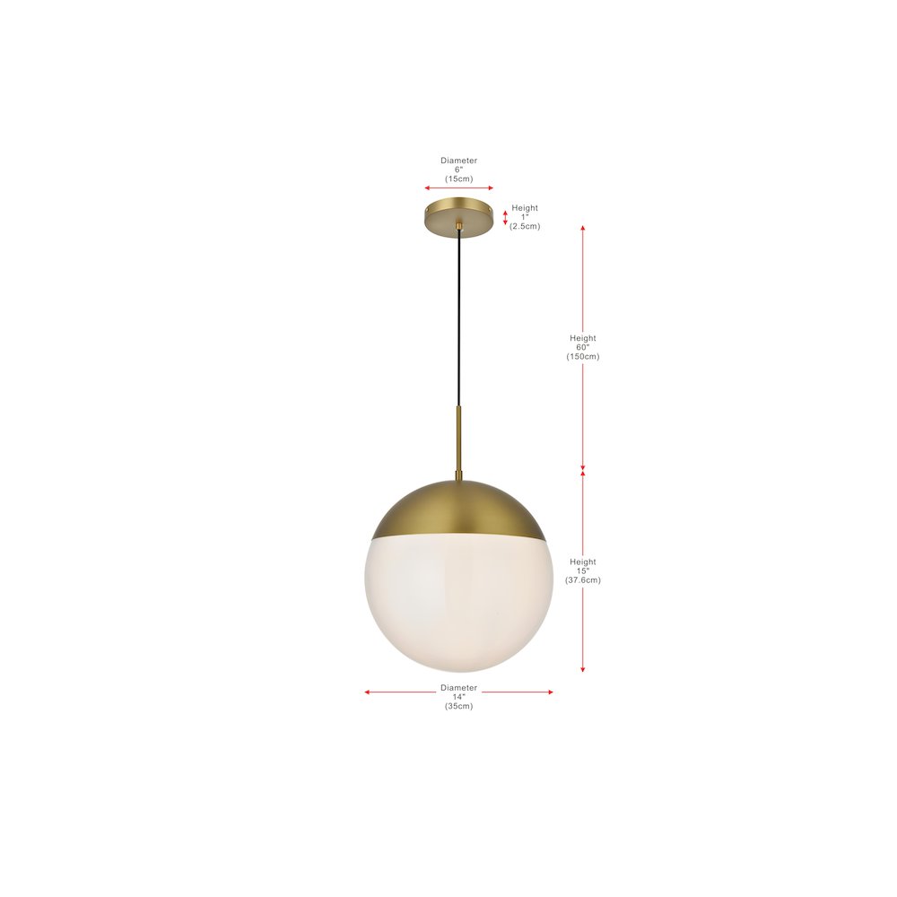 Eclipse 14 Inch Pendant Frosted White Shade in Satin Gold. Picture 9