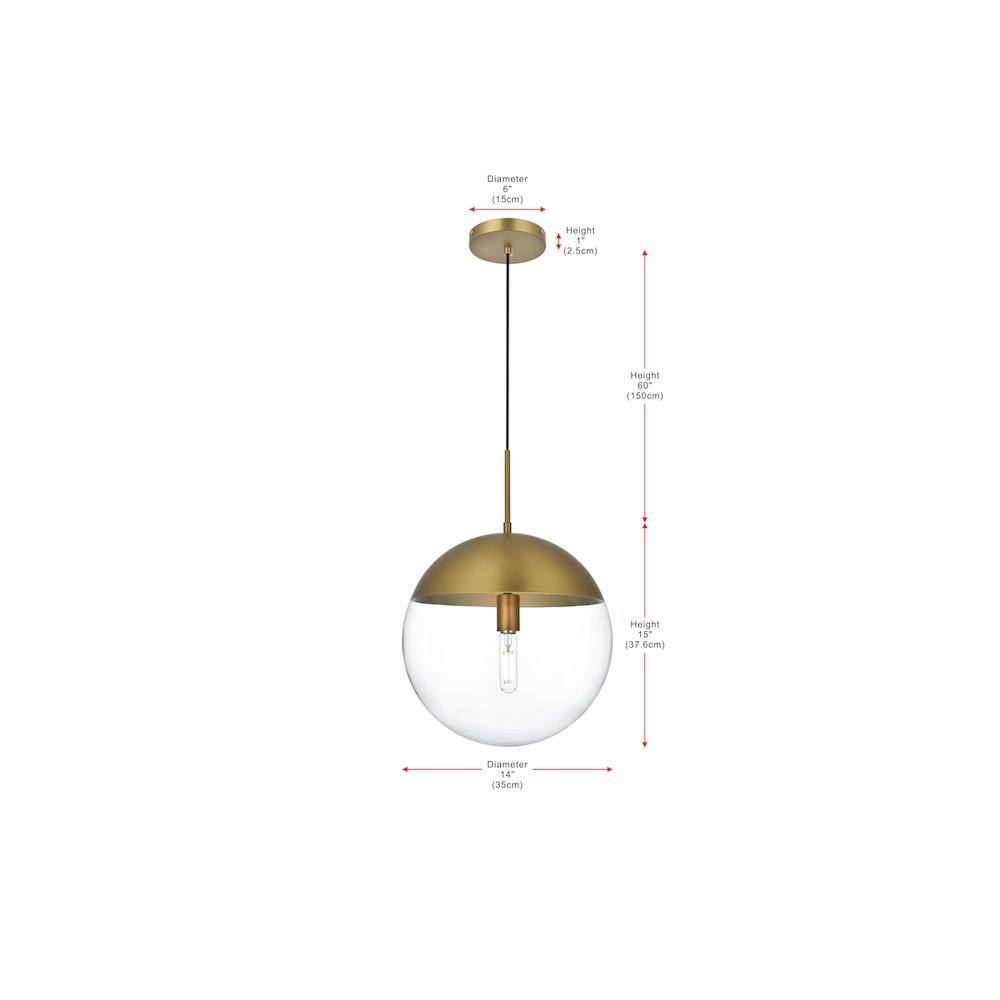 Eclipse 14 Inch Pendant Clear Shade in Chrome. Picture 9