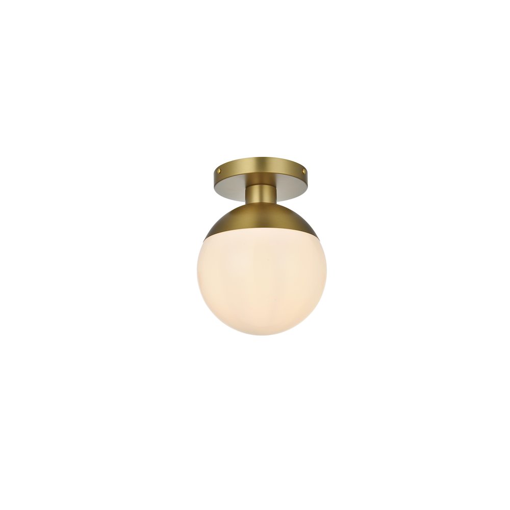Eclipse 8 Inch Flush Mount Frosted White Shade in Satin Gold. Picture 3