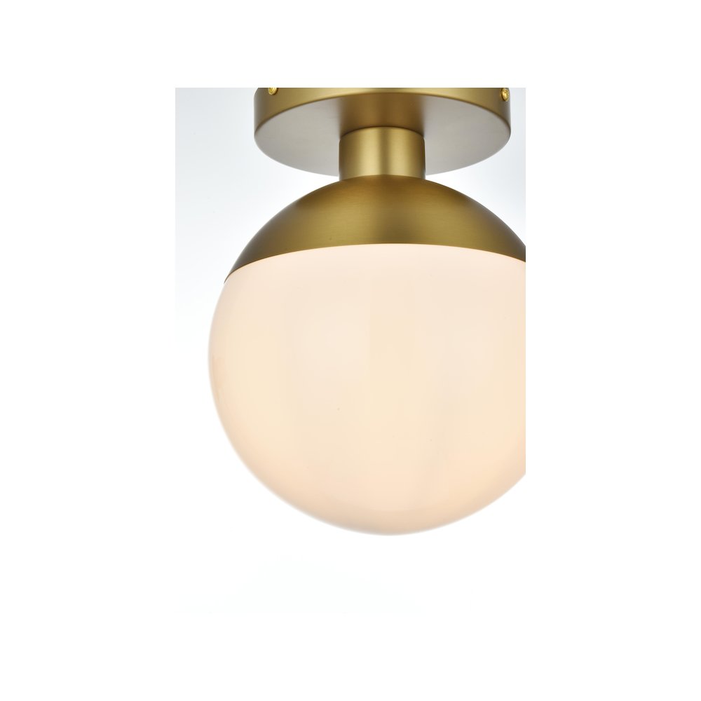 Eclipse 8 Inch Flush Mount Frosted White Shade in Satin Gold. Picture 4