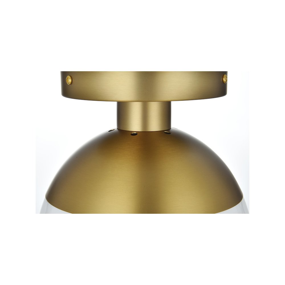 Eclipse 8 Inch Flush Mount Frosted White Shade in Satin Gold. Picture 5