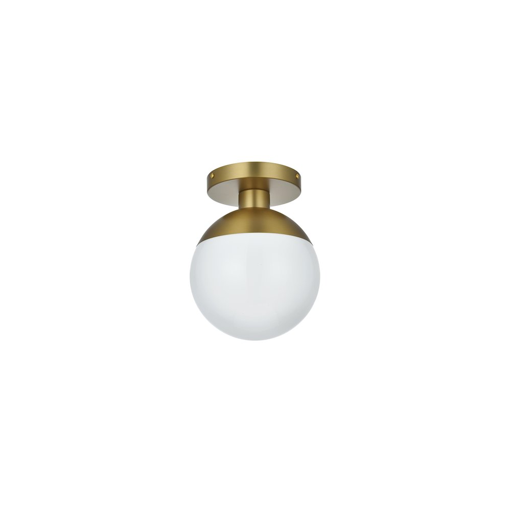 Eclipse 8 Inch Flush Mount Frosted White Shade in Satin Gold. Picture 7
