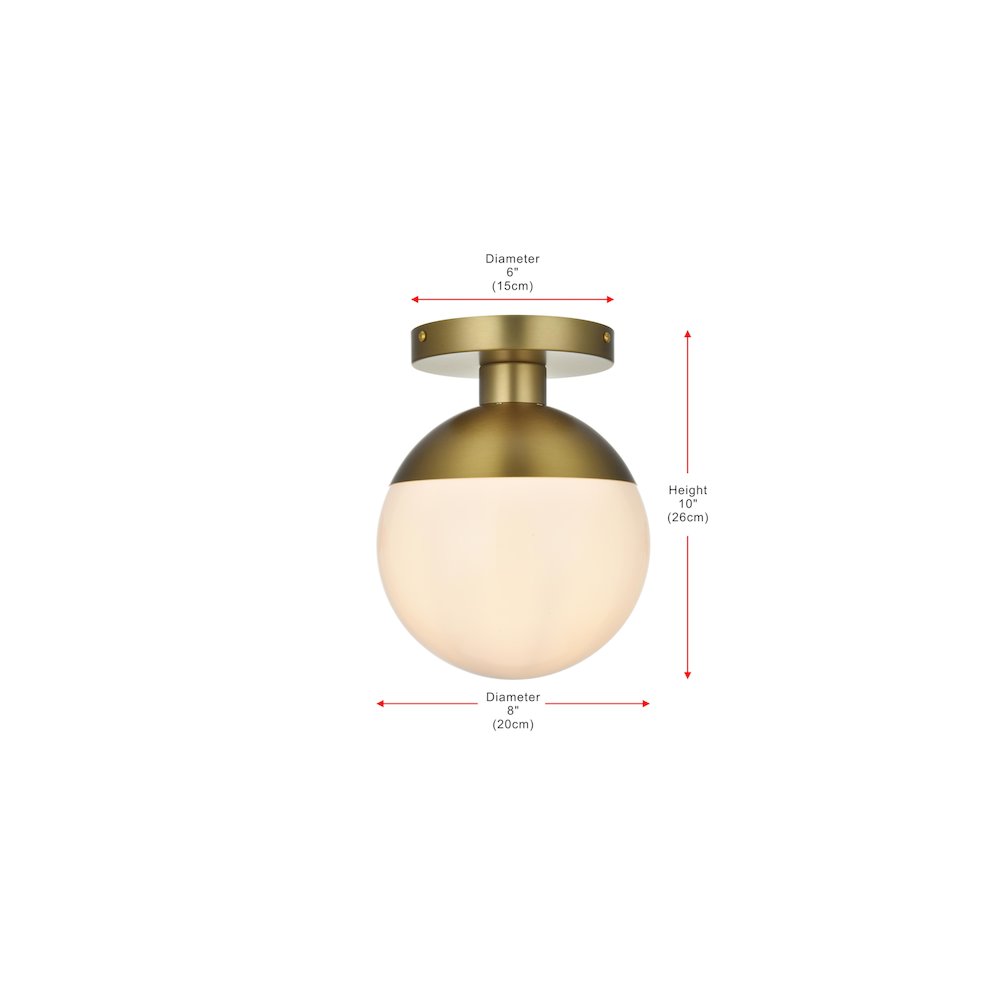 Eclipse 8 Inch Flush Mount Frosted White Shade in Satin Gold. Picture 8