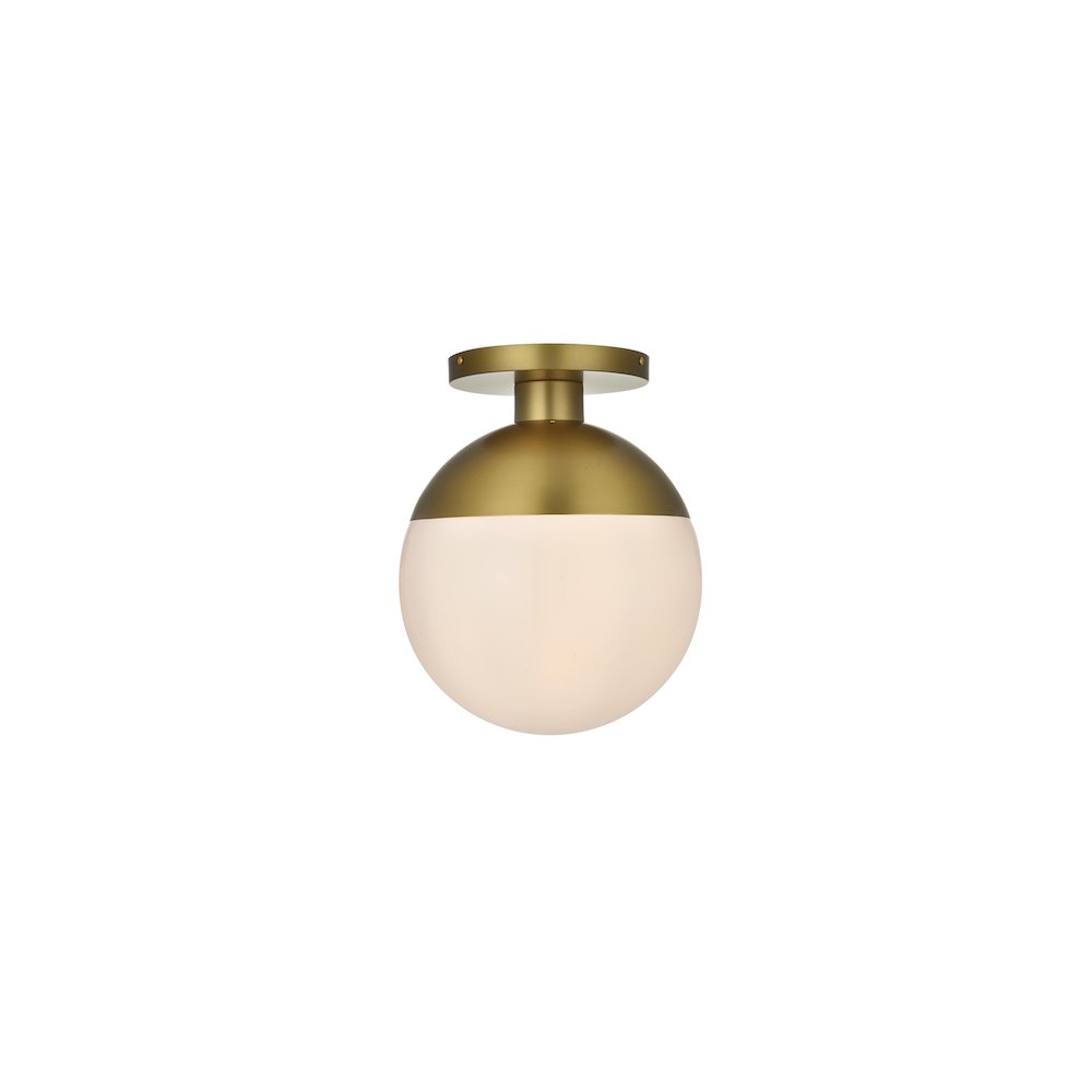 Eclipse 12 Inch Flush Mount Frosted White Shade in Satin Gold. Picture 1