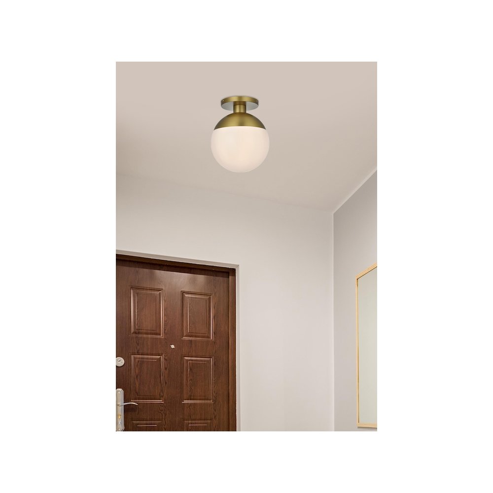 Eclipse 12 Inch Flush Mount Frosted White Shade in Satin Gold. Picture 9