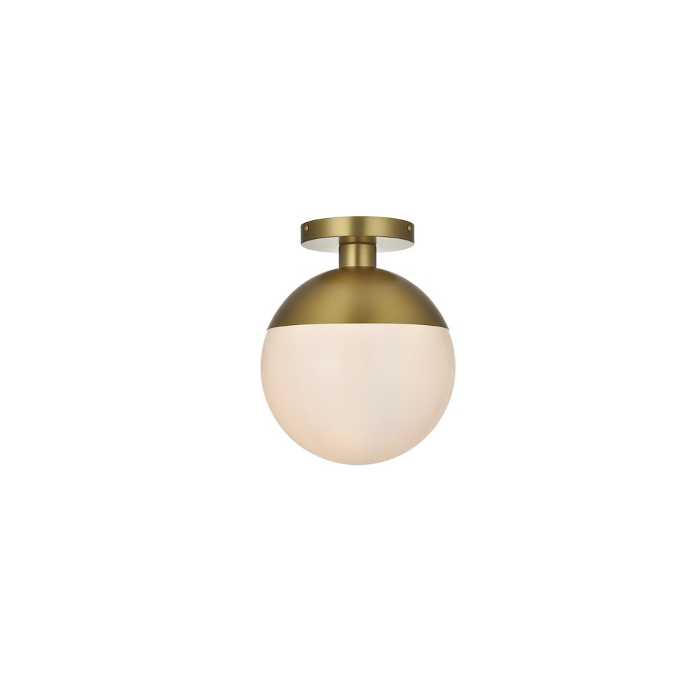 Eclipse 10 Inch Flush Mount Frosted White Shade in Satin Gold. Picture 1