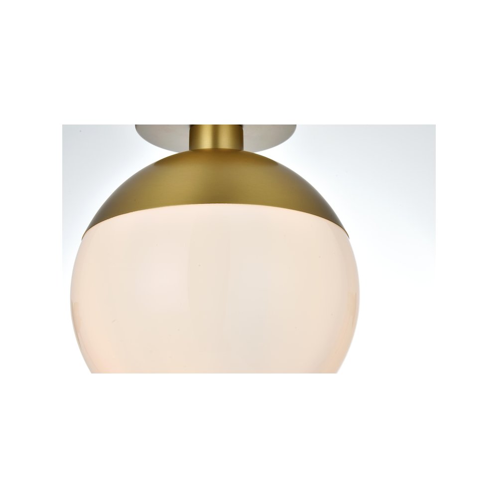 Eclipse 10 Inch Flush Mount Frosted White Shade in Satin Gold. Picture 5