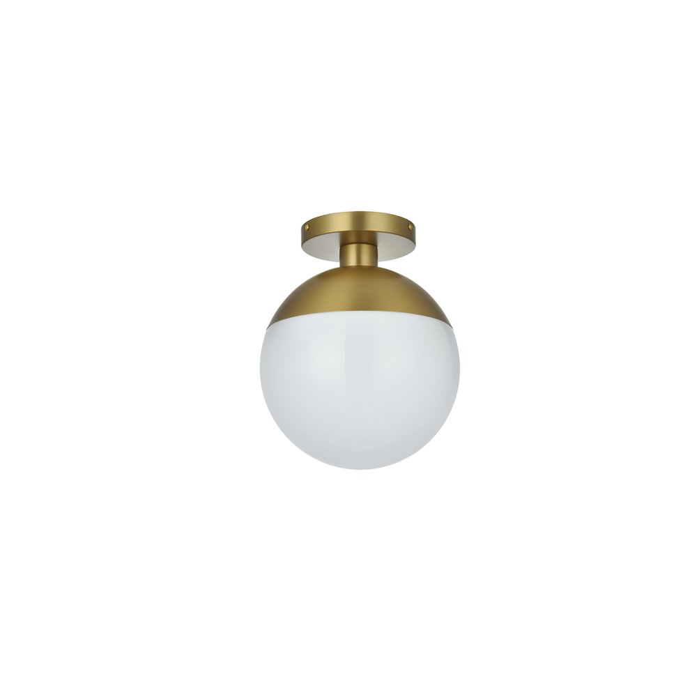 Eclipse 10 Inch Flush Mount Frosted White Shade in Satin Gold. Picture 7