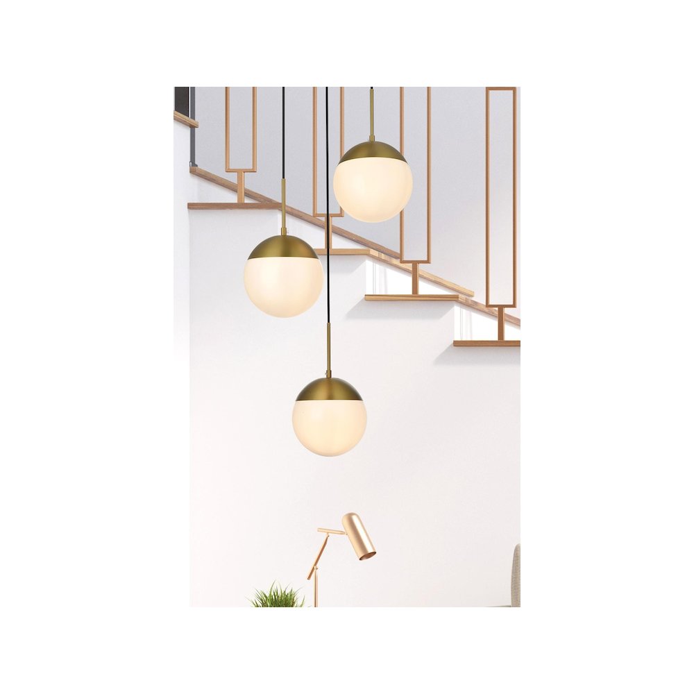 Eclipse 18 Inch Pendant Frosted White Shade in Satin Gold. Picture 2