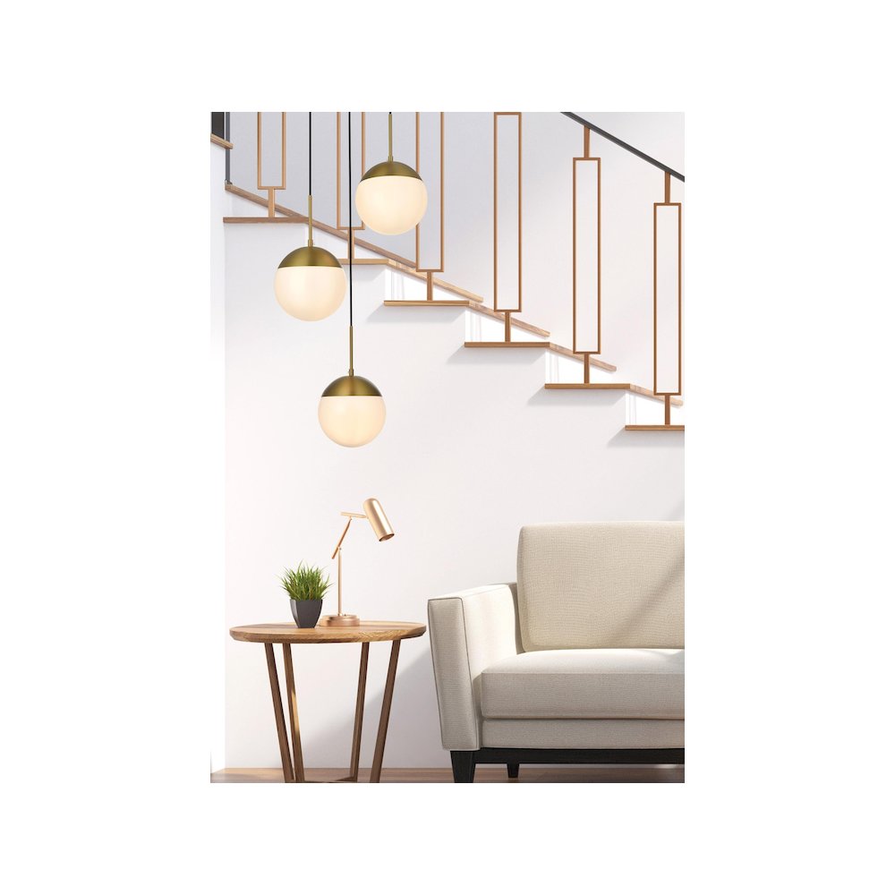Eclipse 18 Inch Pendant Frosted White Shade in Satin Gold. Picture 9