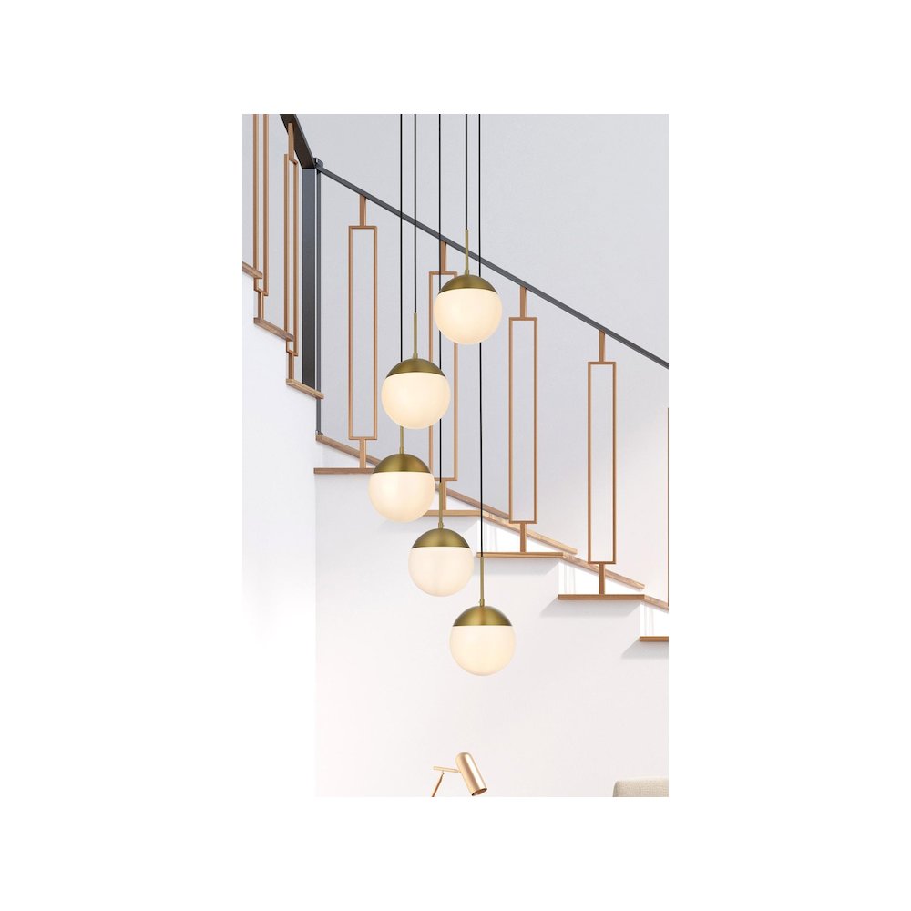 Eclipse 18 Inch Pendant Frosted White Shade in Satin Gold. Picture 2