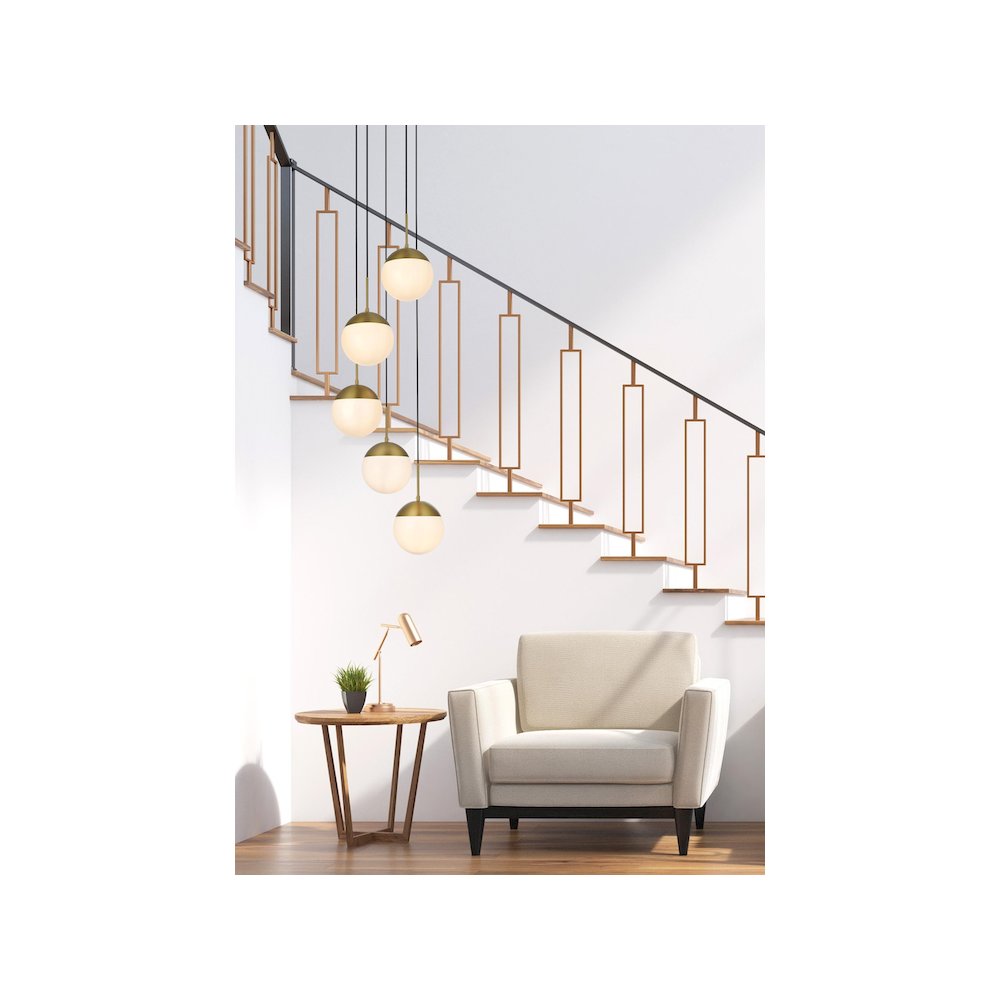 Eclipse 18 Inch Pendant Frosted White Shade in Satin Gold. Picture 9