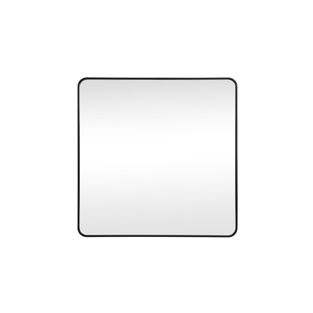 Soft corner metal square mirror 42x42 inch in Black. Picture 1