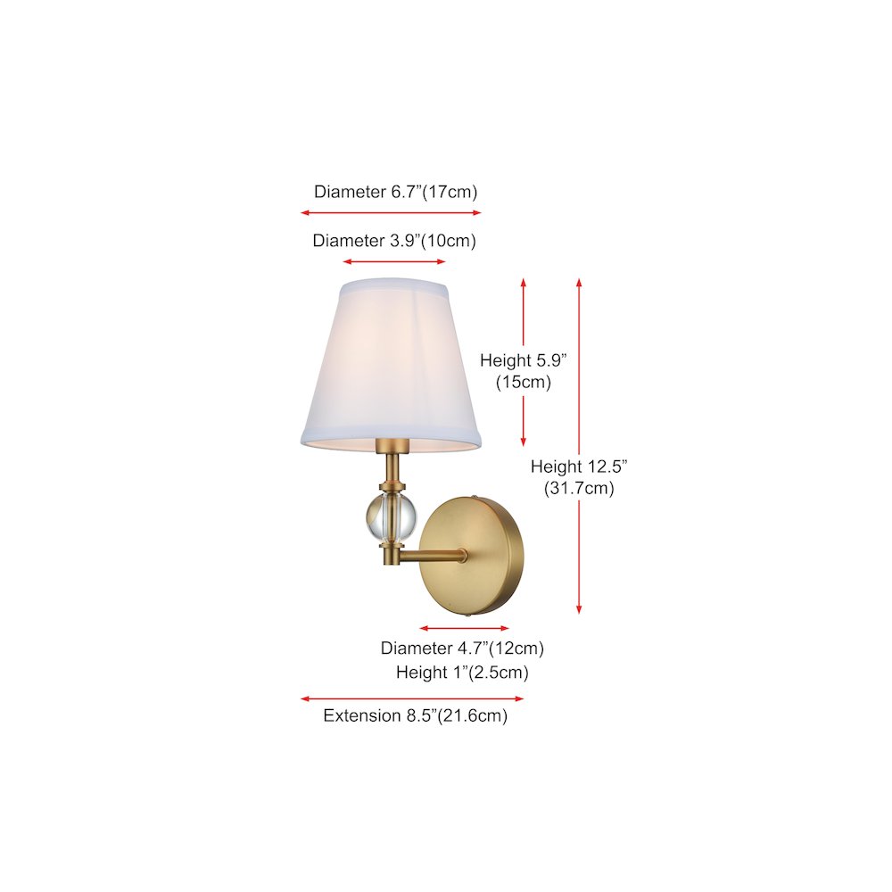 Bethany 7 inch Wall Sconce in Satin Gold. Picture 7