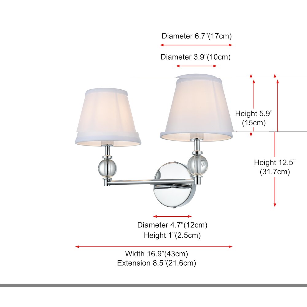 Bethany 17 inch Wall Sconce in Chrome. Picture 7