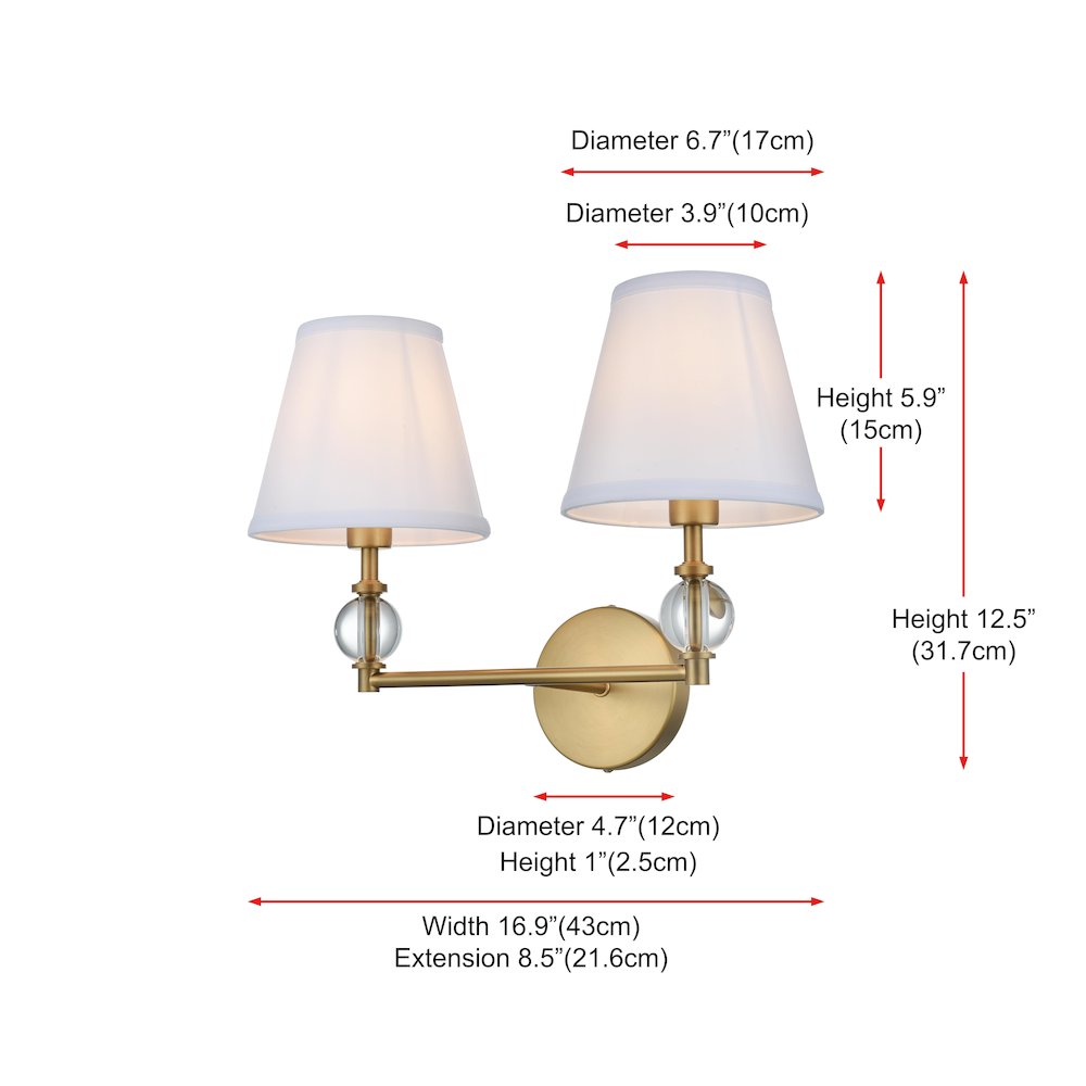 Bethany 17 inch Wall Sconce in Satin Gold. Picture 7