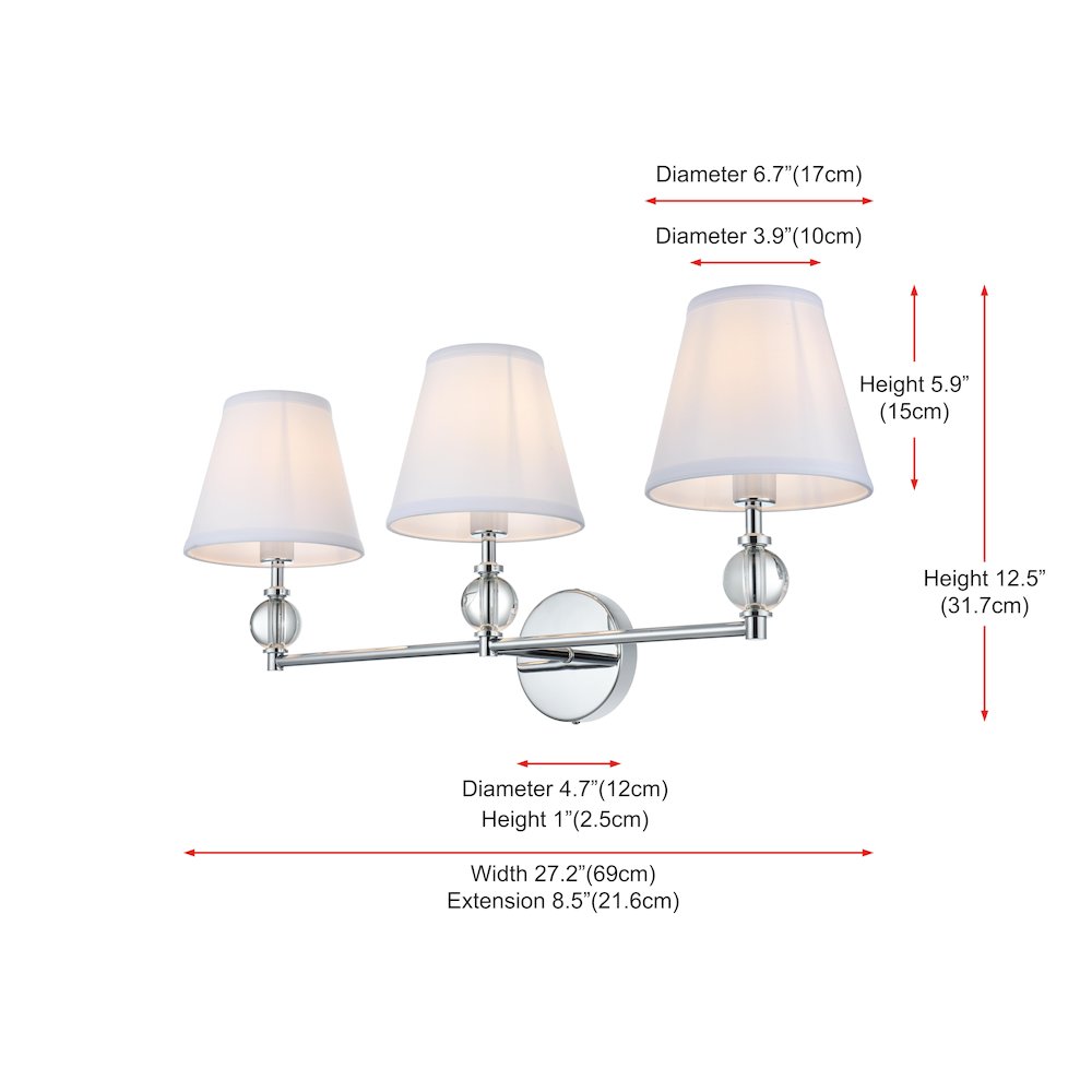 Bethany 27 inch Wall Sconce in Chrome. Picture 7