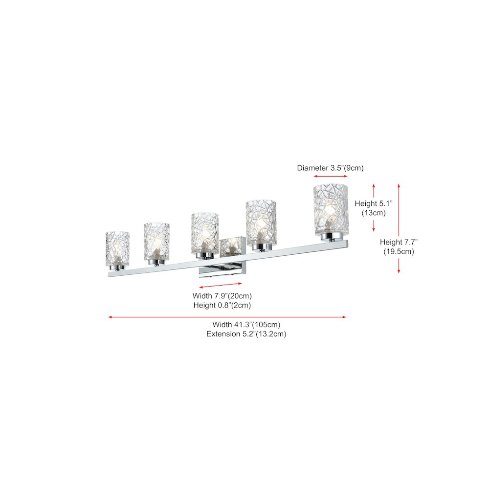 Cassie 41 inch Wall Sconce in Chrome. Picture 7