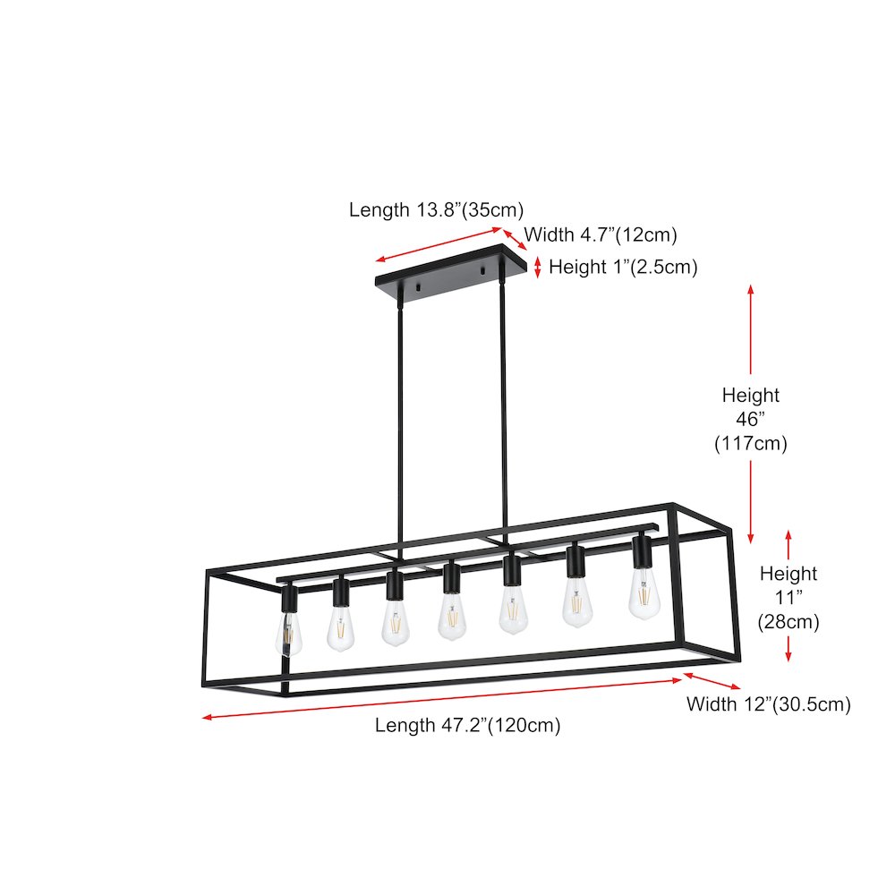 Judah 47 inch Pendant in Black. Picture 8
