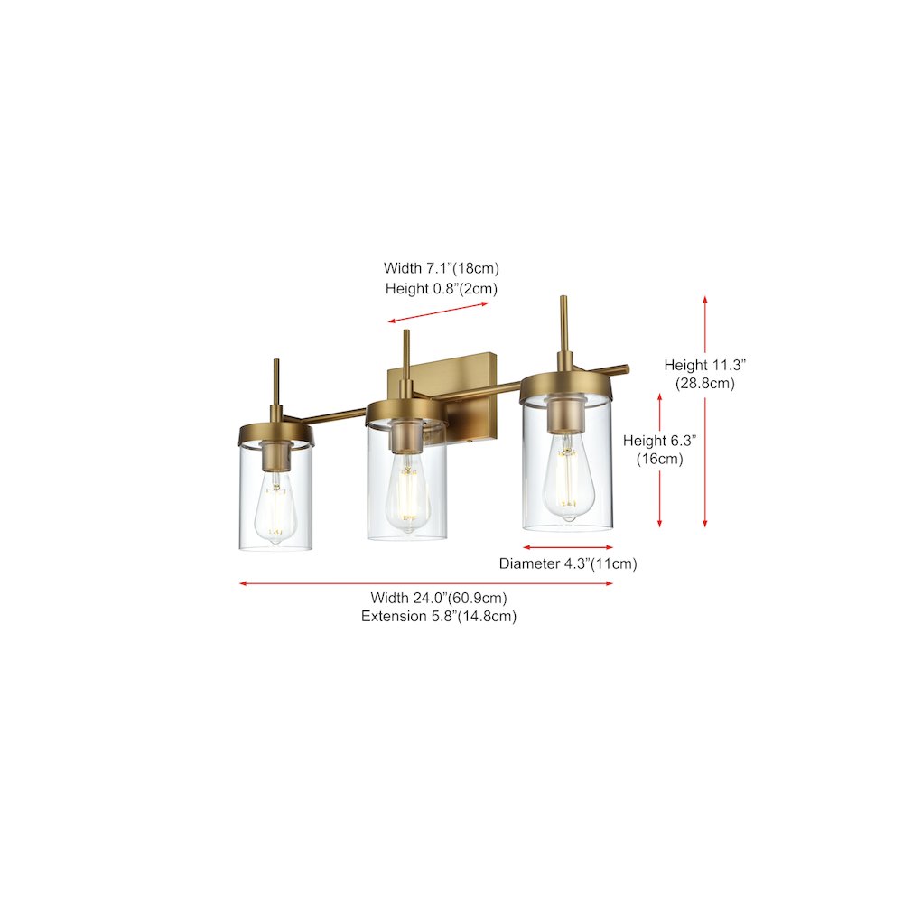 Taryin 24 inch Wall Sconce in Satin Gold. Picture 7
