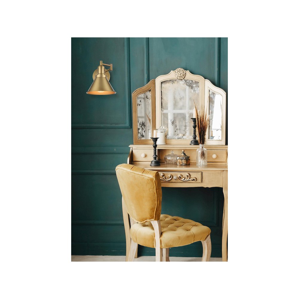 Varden 7 inch Wall Sconce in Satin Gold. Picture 2
