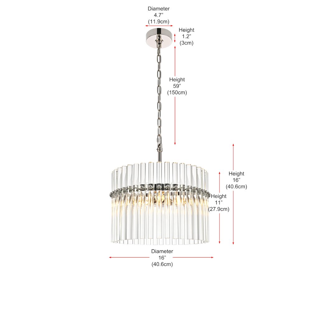 Paulina16 Inch Chandelier In Polished Nickel. Picture 8
