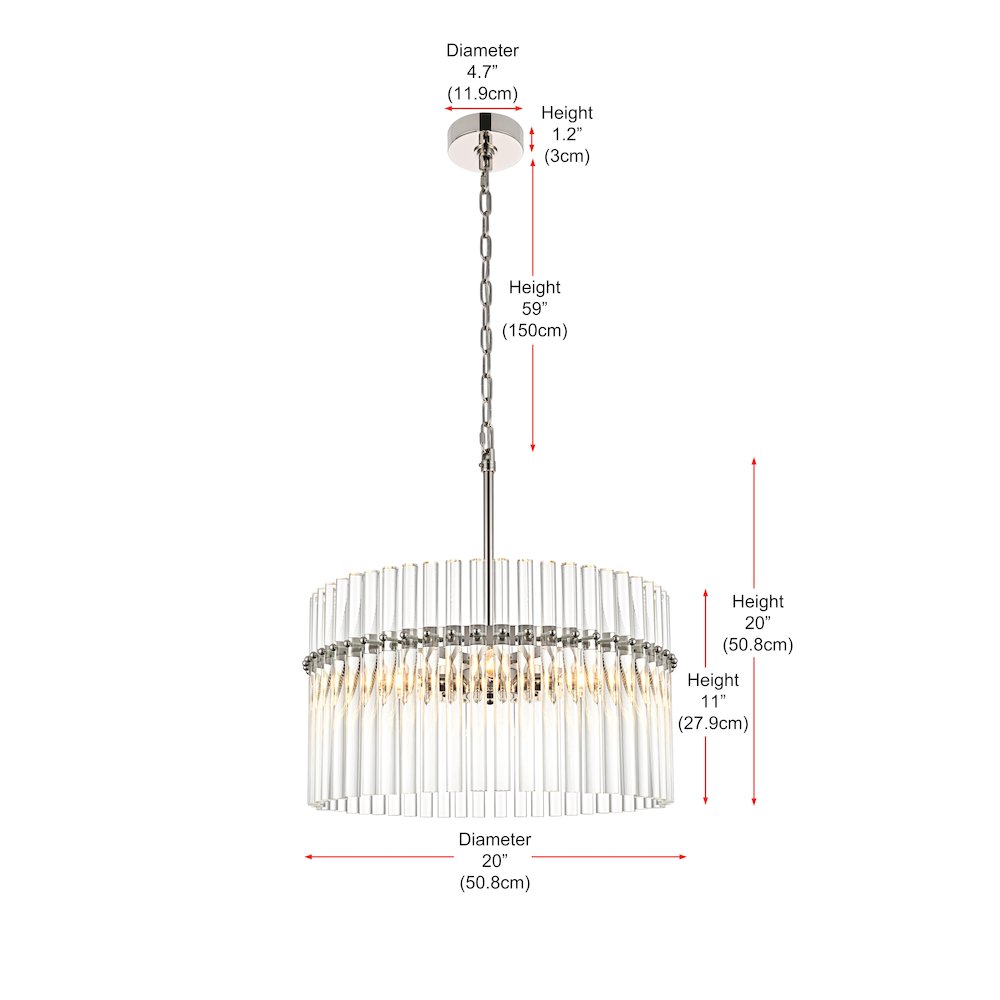 Paulina 20 Inch Chandelier In Polished Nickel. Picture 8