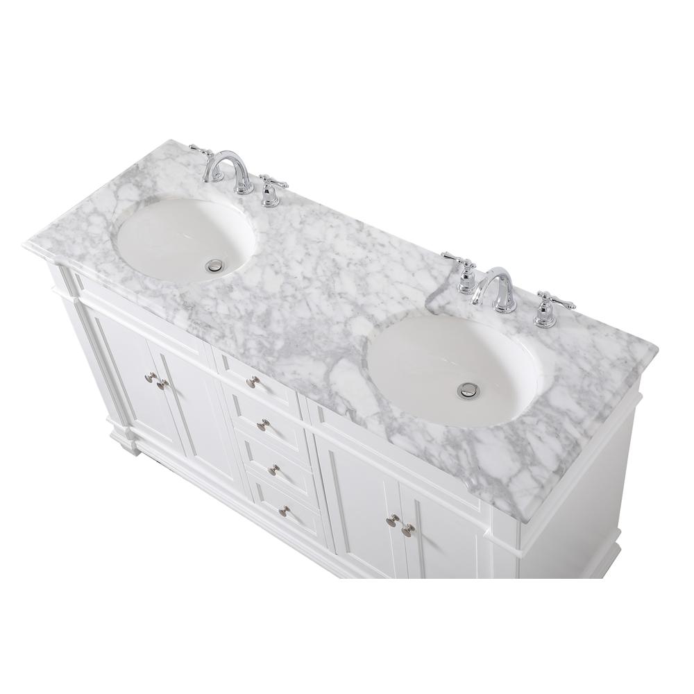 60 inch Double Bathroom Vanity set in White. Picture 10