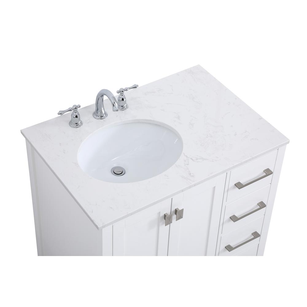 32 inch Single Bathroom Vanity in White. Picture 9