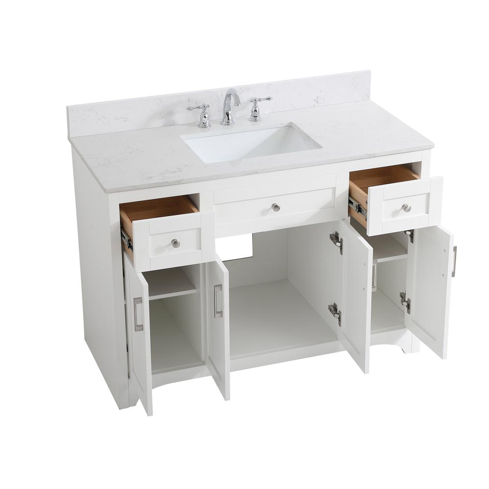 48 inch Single Bathroom Vanity in White with Backsplash. Picture 10
