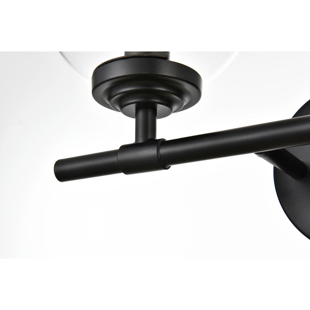 Ingrid 2 light Black and Clear Bath Sconce. Picture 4