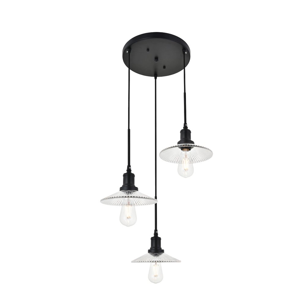 Waltz 3 Light Black Pendant. Picture 4