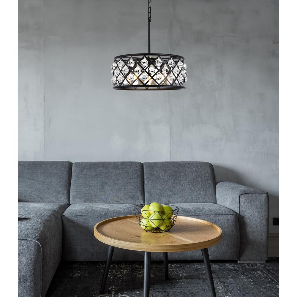 Madison 5 light Matte Black Pendant Clear Royal Cut Crystal. Picture 8