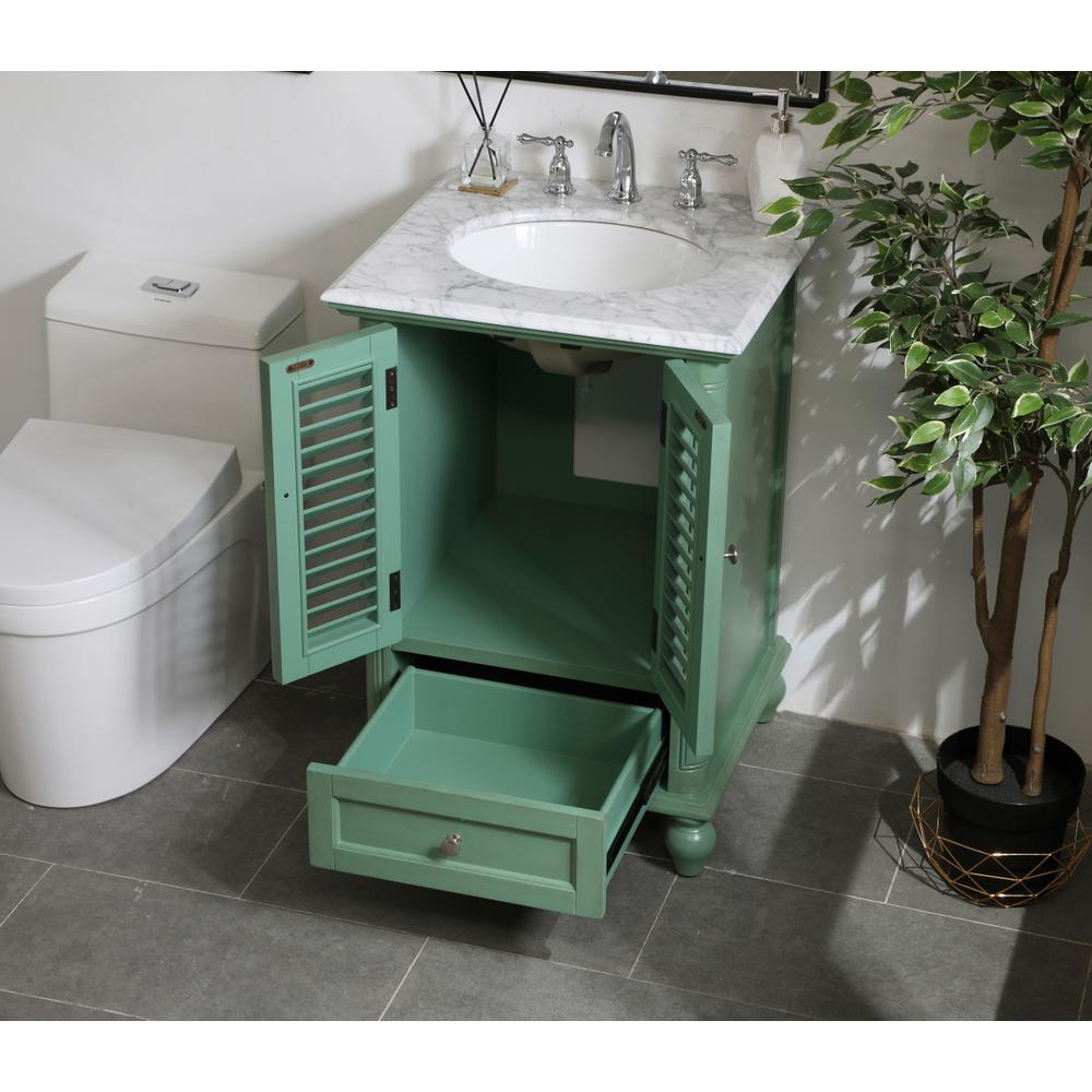 24 inch Single Bathroom Vanity in Vintage Mint. Picture 5