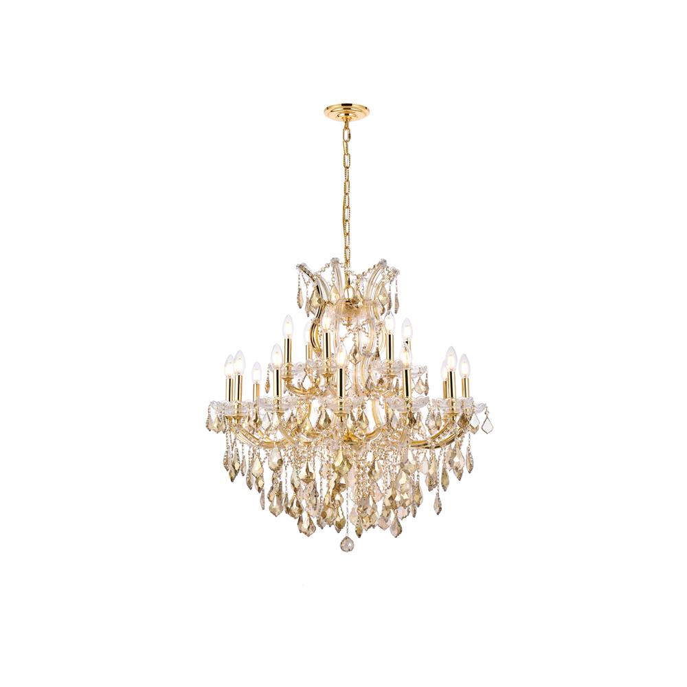 Maria Theresa 19 light Gold Chandelier Golden Teak (Smoky) Royal Cut Crystal. Picture 1