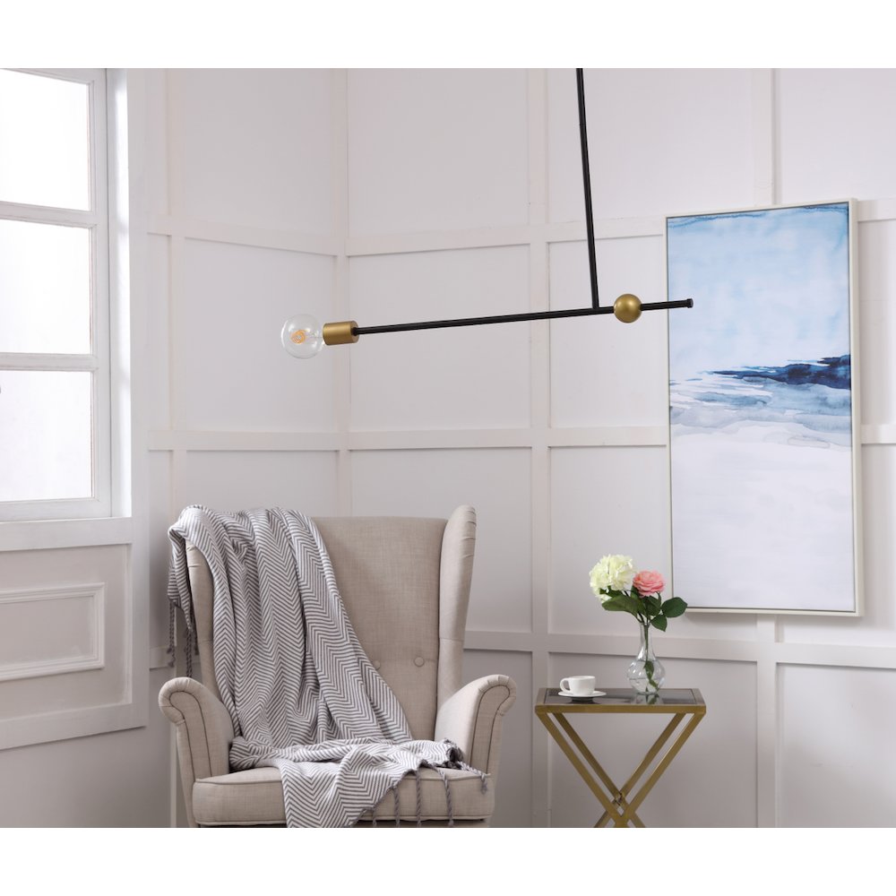Brees 1 Light Black And Brass Pendant. Picture 14
