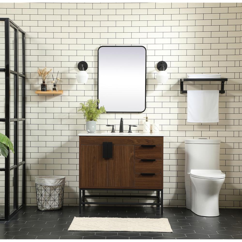 36 inch Single bathroom vanity in walnut. Picture 4