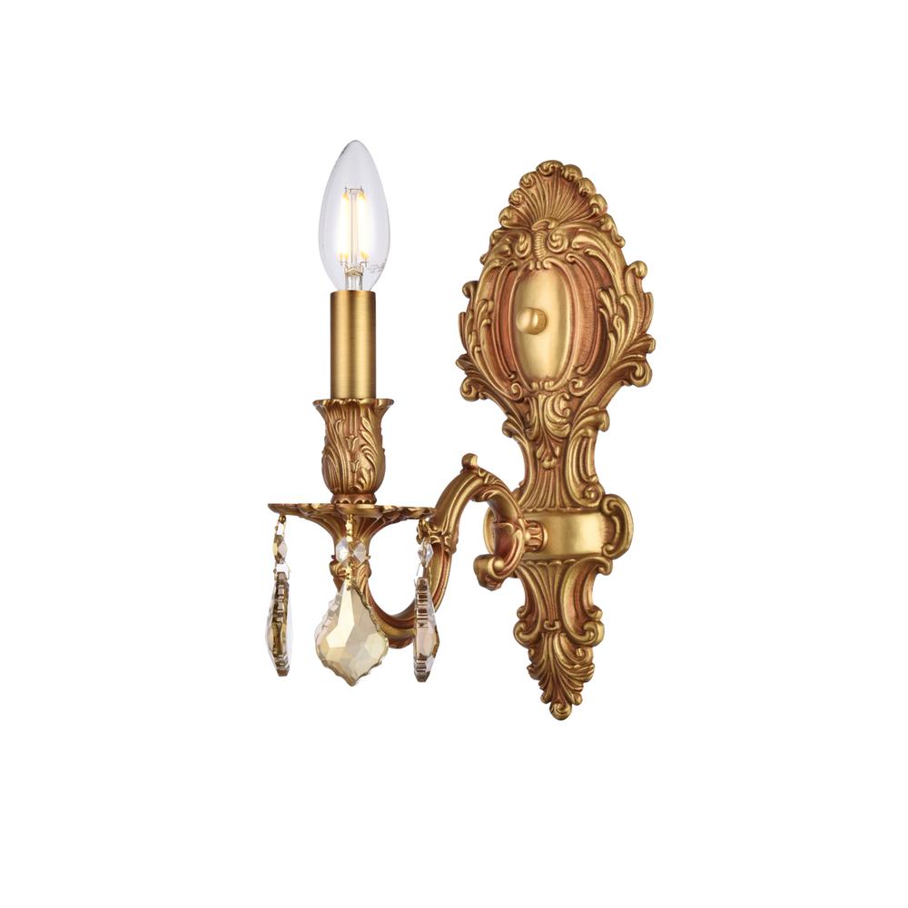 Monarch 1 light French Gold Wall Sconce Golden Teak (Smoky) Royal Cut Crystal. Picture 4