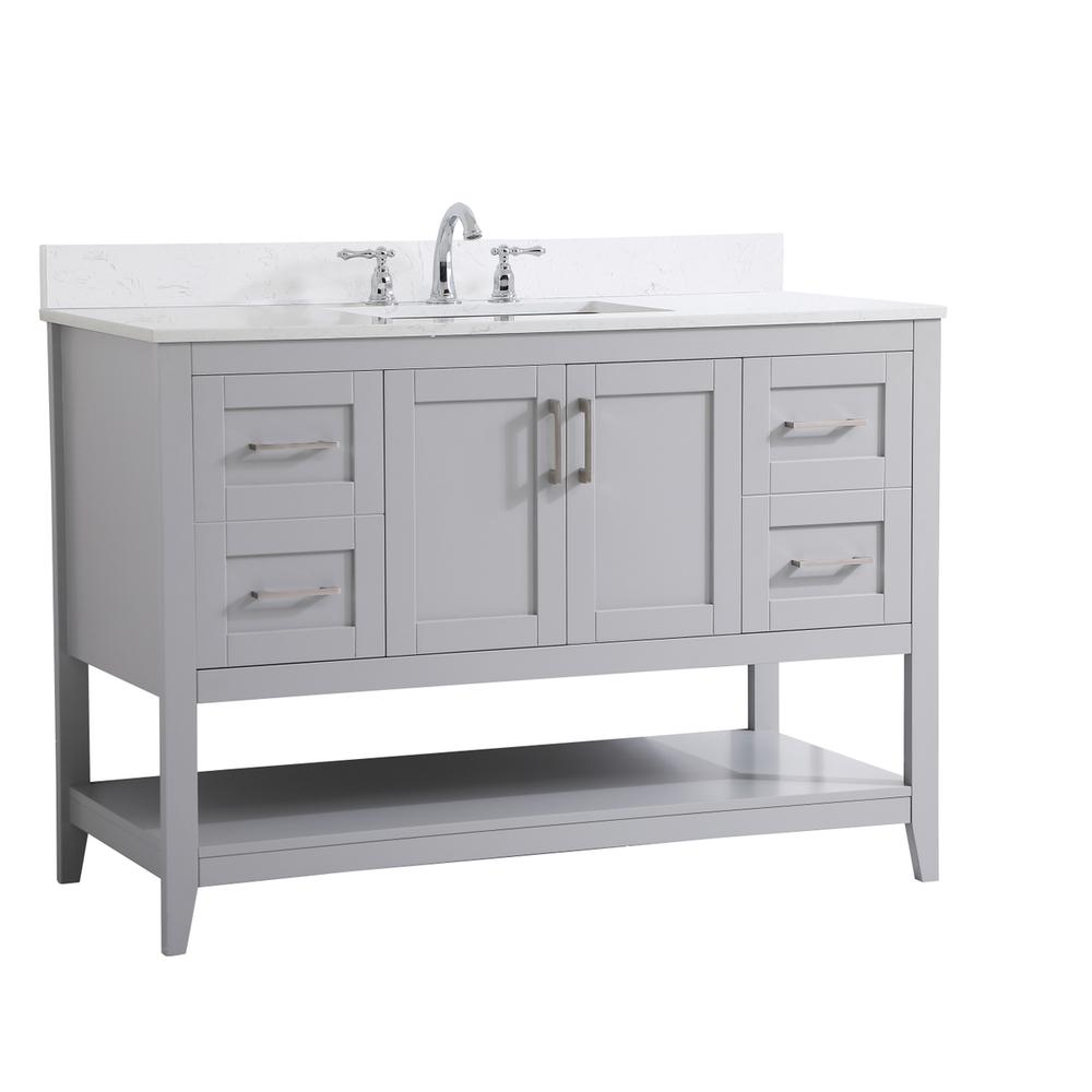 48 inch Single Bathroom Vanity in Grey with Backsplash. Picture 8