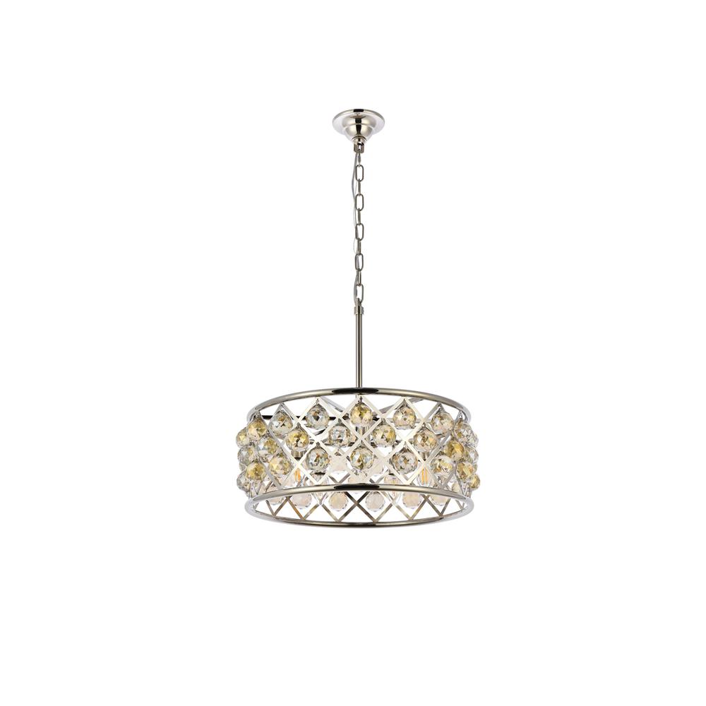 Madison 5 light polished Nickel Chandelier Golden Teak (Smoky) Royal Cut Crystal. Picture 6