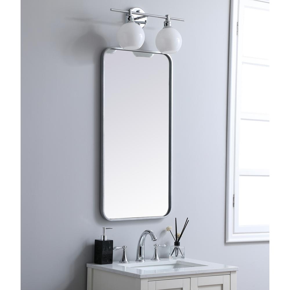 Soft corner metal rectangular mirror 18x36 inch in Silver. Picture 2