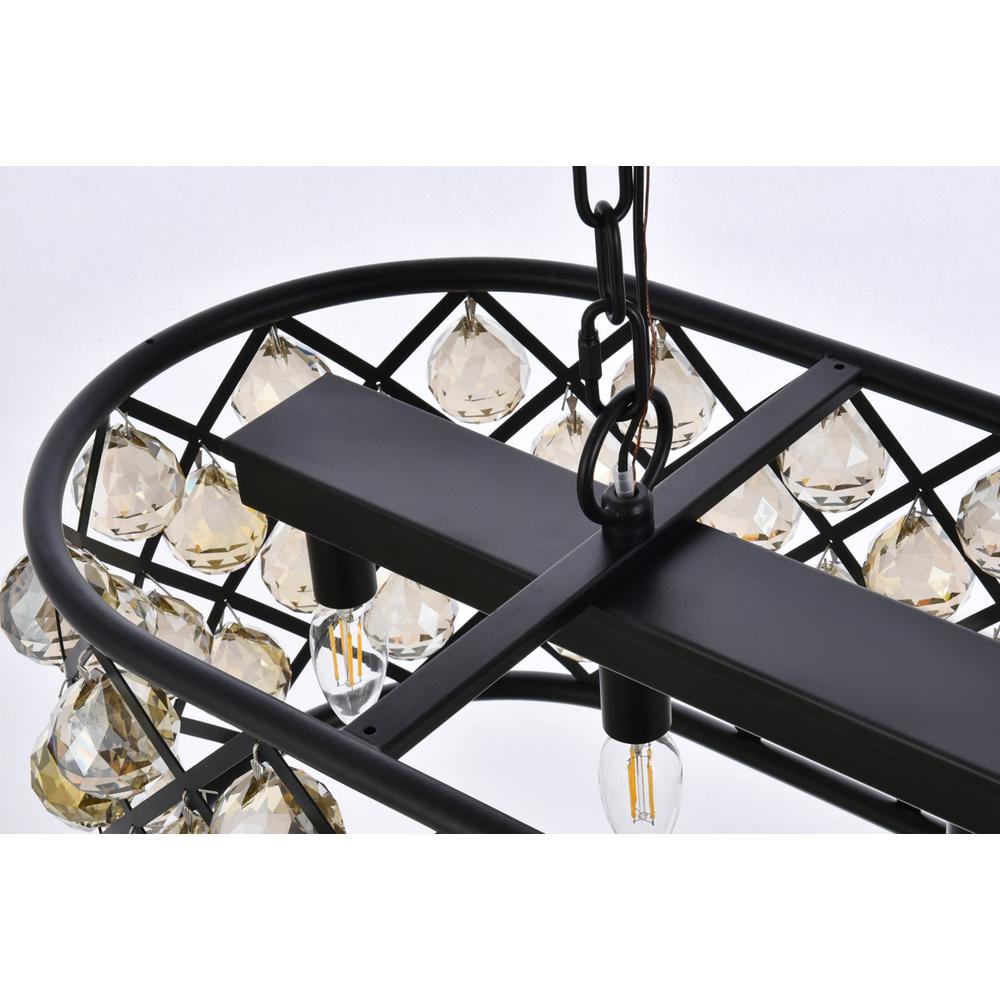 Madison 6 light Matte Black Chandelier Golden Teak (Smoky) Royal Cut Crystal. Picture 4