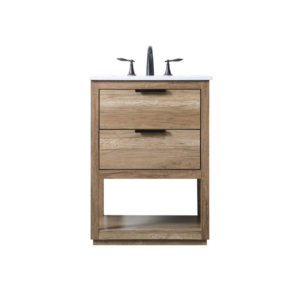 24 Inch SIngle Bathroom Vanity In Natural Oak. Picture 1